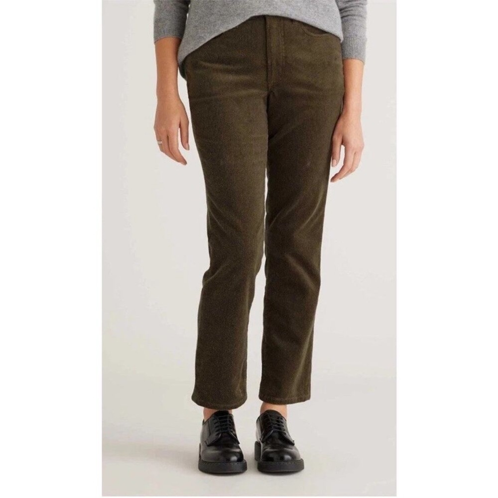 Quince Organic Stretch Corduroy Straight Leg Pants Seaweed